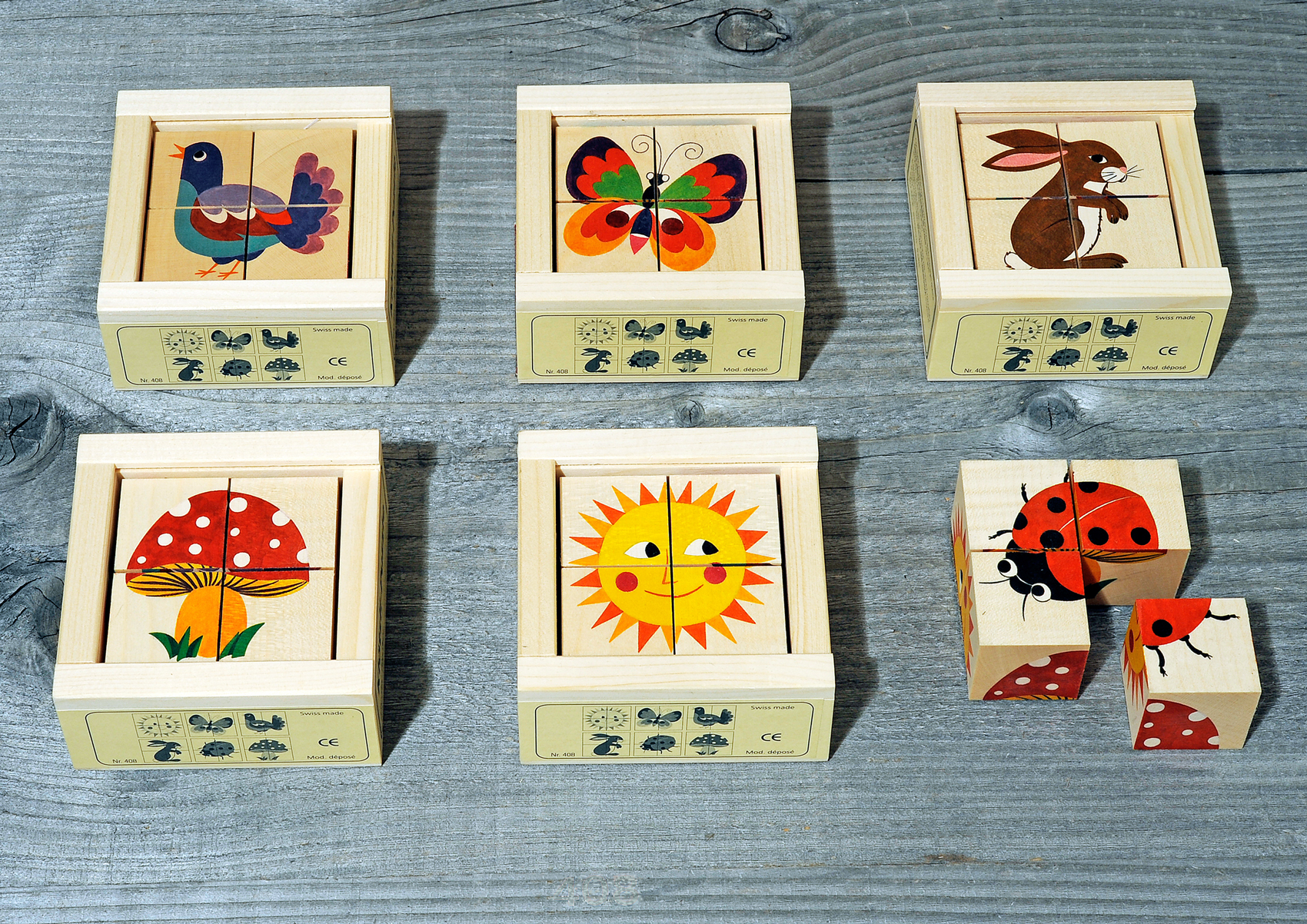 Klötzlipuzzle 4-teilig, Natura