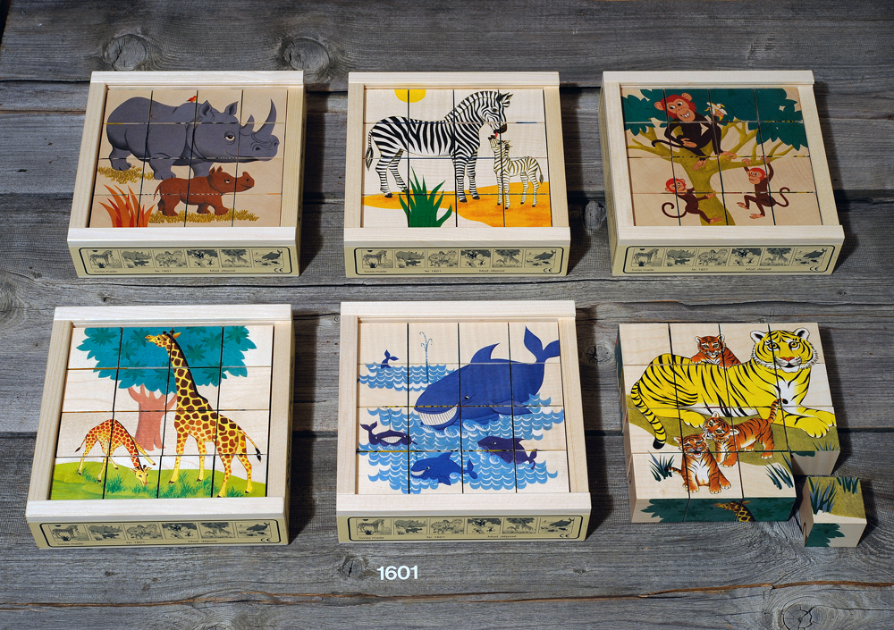 Klötzlipuzzle 16-teilig, Wildtiere
